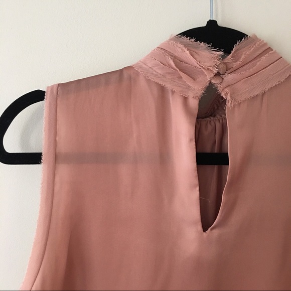 Zara Dusty Rose Pink Satin High Neck Blouse - Picture 6 of 9